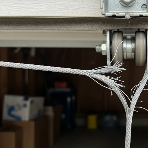 Frayed or snapped garage door cable