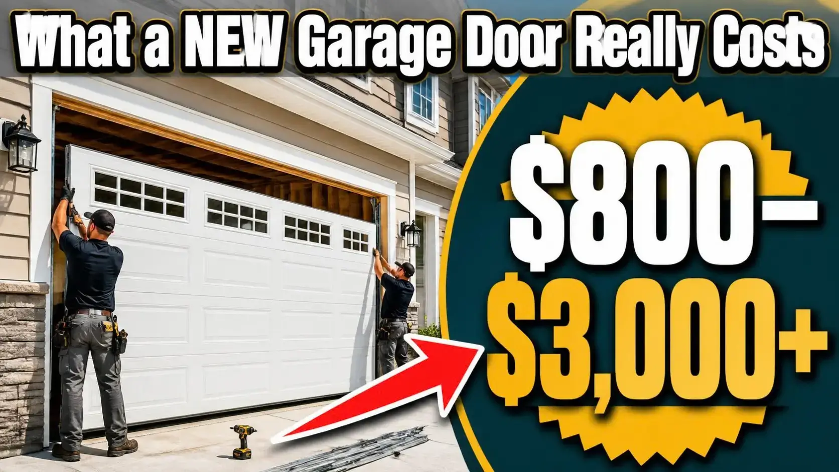 Garage door installation cost breakdown graphic for Denver homeowners