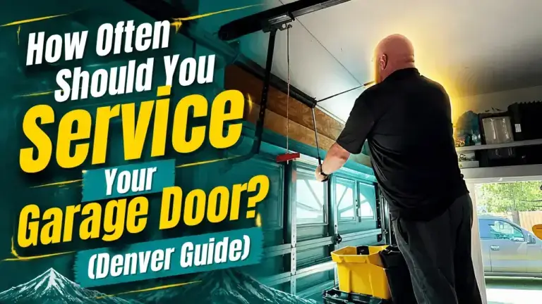 Technician checking garage door maintenance frequency schedule on a Denver home