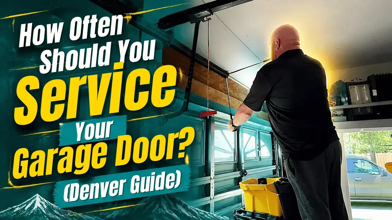 Technician checking garage door maintenance frequency schedule on a Denver home
