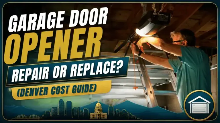 Technician deciding between garage door opener repair or replace on a Denver home