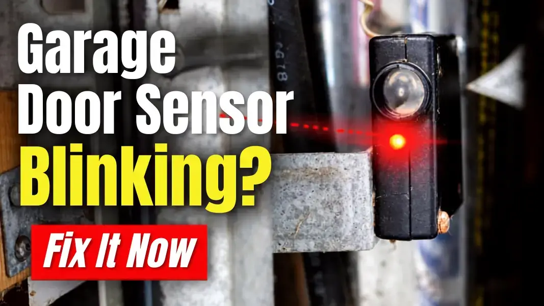 closeup of garage door sensor blinking