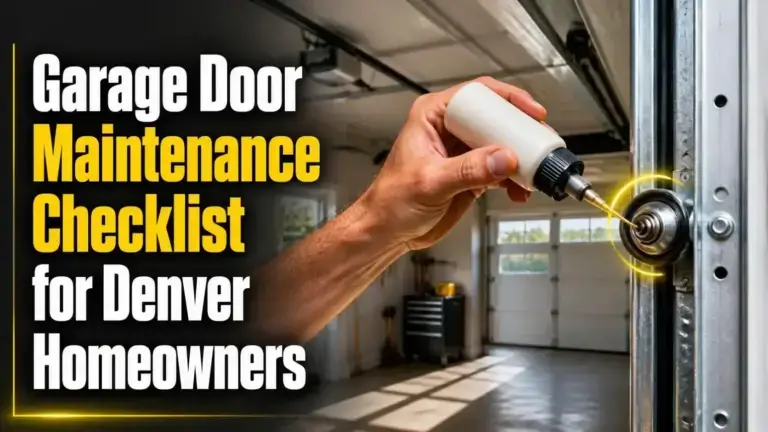 Homeowner applying lubricant to a garage door roller