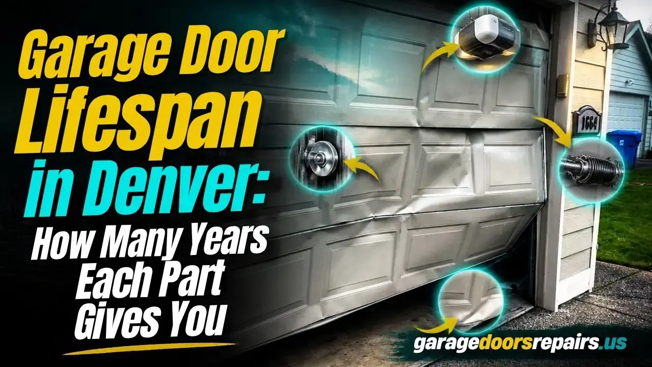 Garage door lifespan check on an aging steel door at a Denver home